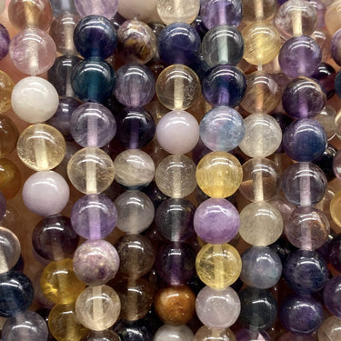 ABCGEMS Mexican Aqua Rainbow Fluorite Beads (Rare Color, Mohs Hardness 4) Healing Energy Crystal Stone Ideal for Bracelet Necklace Ring DIY Jewelry Making Craft Men Women Smooth Round 8mm Aqua Rainbow Fluorite (From Mexico)